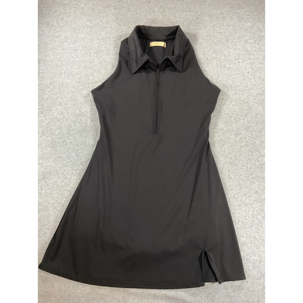 Qinsen Womens Black Sleeveless Quarter Zip Athletic Tennis Dress XL 2781